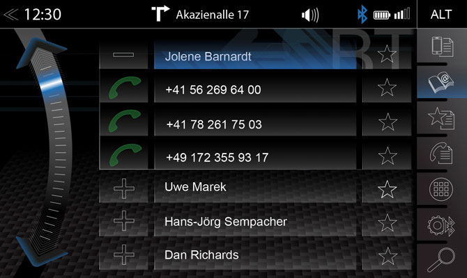 Bequemes Freisprechen mit Telefonbuch Suchfunktion für Einträge nach Vor- und Nachnamen, editierbares Favoritenmenü, drahtloses Musikstreaming via A2DP (inklusive Anzeige von ID3-Tags) und vieles mehr bietet die Bluetoothsektion des Z-N326.