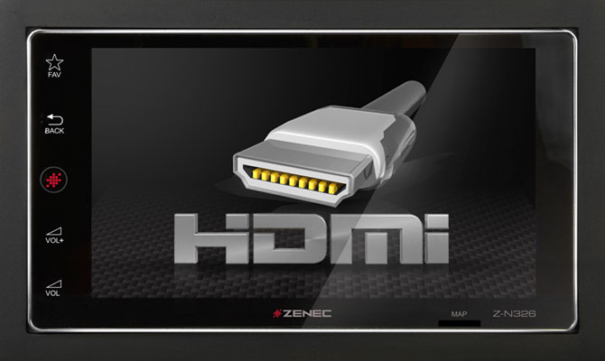 Über den HDMI-Eingang lassen sich externes Zubehör und kompatible Smartphones mit HDMI Ausgang an den Z-N326 anschließen, um Audio- und Bildschirminhalte wiederzugeben. Dazu kommt die Möglichkeit, Bild und Ton über einen optionalen Wifi-Display Dongle auf das Gerät zu spiegeln. HDMI Eingang